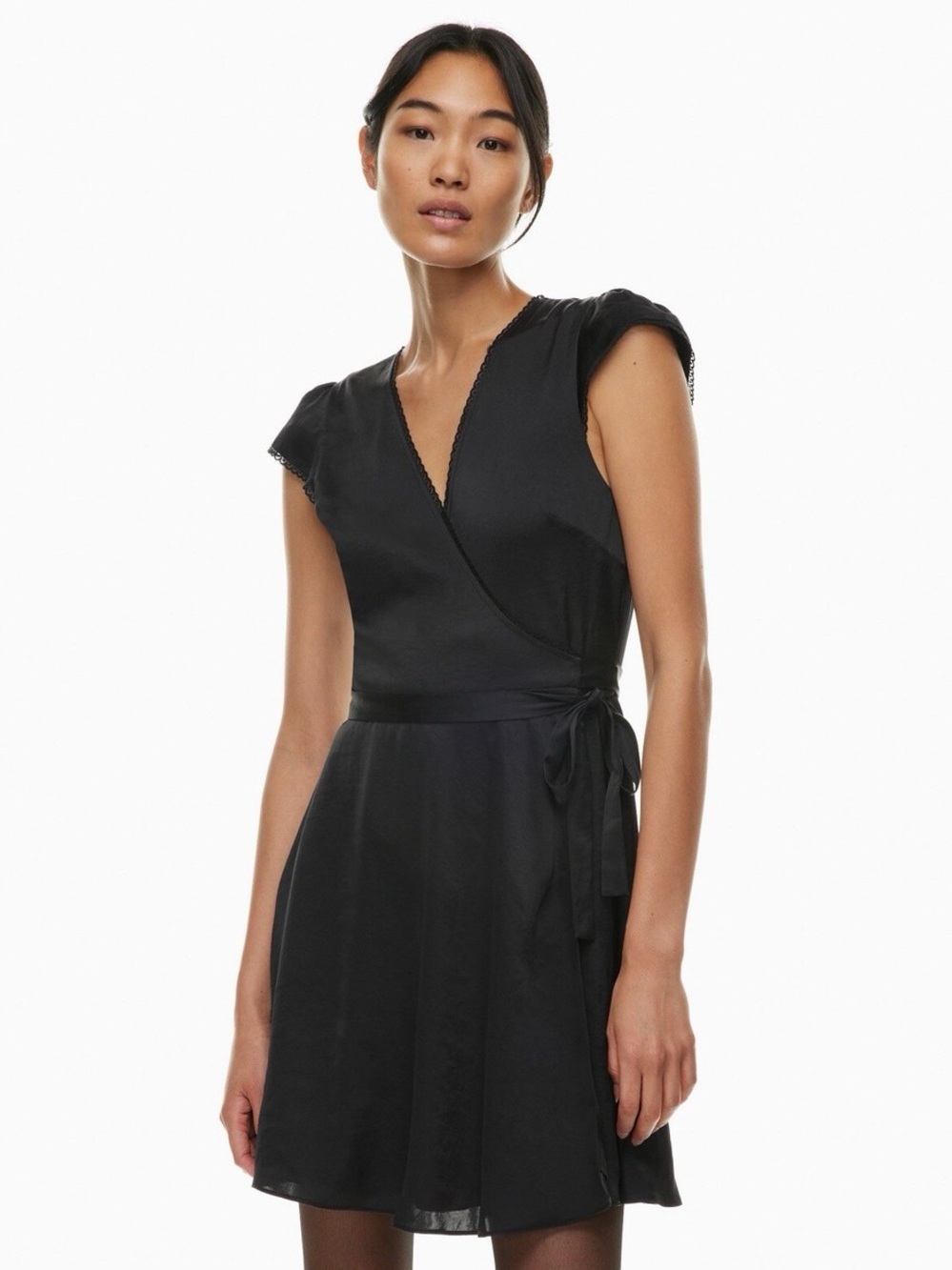 Aritzia Wilfred Midi Wrap Dress in Black